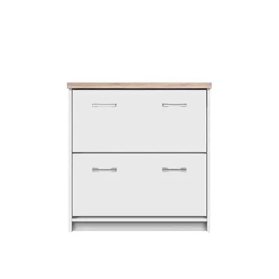 Pantofar TOP MIX, 2 usi tip clapeta, alb, 80x27x85 cm