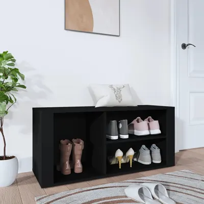 Gossi pantofar, negru, 100x35x45 cm, lemn compozit