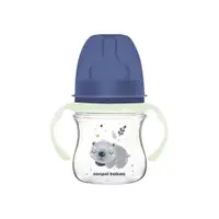Biberon cu manere si tetina silicon Canpol Easy Start Sleepy Koala 120 ml Albastru