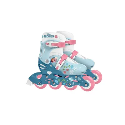 Role, Stamp, Diseny, Frozen, Cu 4 roti, Ajustabile, Inchidere prin velcro, Cu frana, Marime 30-33, Albastru