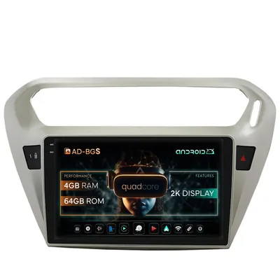 Navigatie 2K Peugeot 301 Citroen C-Elysee, Android, S-Quadcore 4GB RAM + 64GB ROM, 9.5 Inch - AD-BGS90042K+AD-BGRKIT255