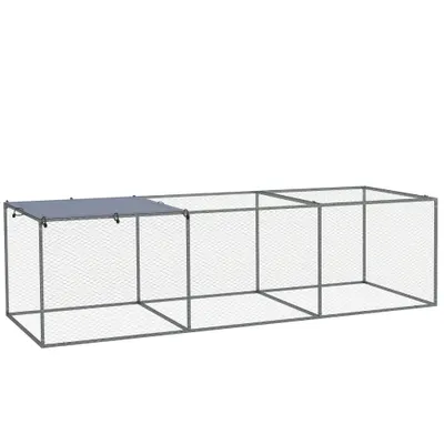 PawHut Țarc cușcă clapier exterior 3 m² pentru animale mici dim. 3 x 1 x 0,8 m oțel galvanizat | Aosom Romania