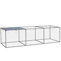 PawHut Țarc cușcă clapier exterior 3 m² pentru animale mici dim. 3 x 1 x 0,8 m oțel galvanizat | Aosom Romania
