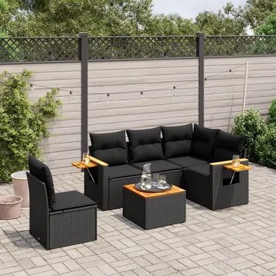 Gossi set mobilier de gradina cu perne, 6 piese, negru, poliratan