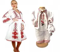 Set traditional Mama a, Fiu a, rosu Rochie traditionala si costumas