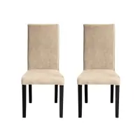 Set 2 scaune living TEO, picioare lemn wenge, stofa z bej, 46x60x98 cm