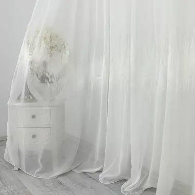 Perdea Harmony din Voal Brodat, Alb, 140cm latime x 260cm inaltime, cu rejansa pt bara