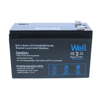Acumulator pentru sisteme de alarma WELL, 12 V, 7 Ah, T2