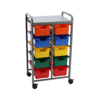 Organizator mobil cu 10 containere pentru gradinita, scoala