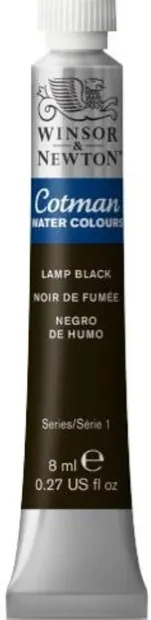 Vopsea pentru acuarelă Winsor & Newton Cotman - Lamp Black, 8 ml