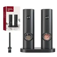 Set 2 rasnite pentru condimente, suport dedicat, indicator LED, grosime reglabila, maner antiderapant, negru