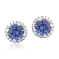 Cercei din aur alb cu tanzanite de 2.27ct si diamante de 0.18ct