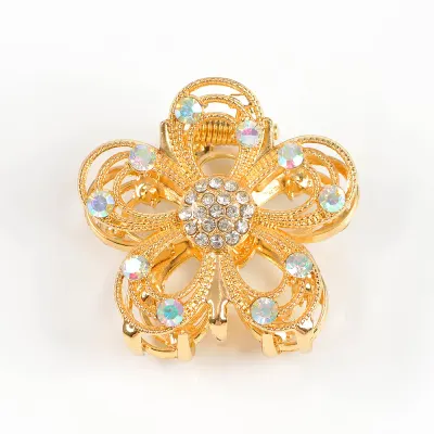 Cleste par auriu cu strasuri, design floral elegant si rafinat
