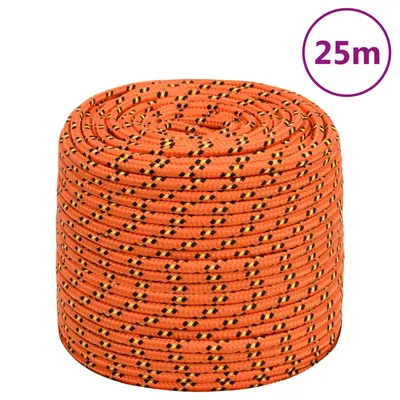vidaXL Frânghie de barcă, portocaliu, 10 mm, 25 m, polipropilenă