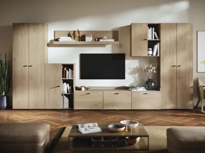 Living Silensia C1 DUO - Mobila sufragerie aspect lemn / bej