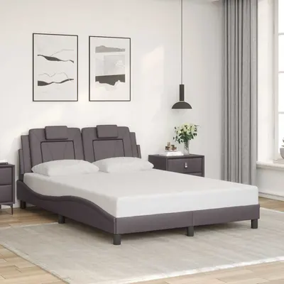 vidaXL Cadru de pat, Viana, fără saltea, gri, 120x200 cm, piele ecologică