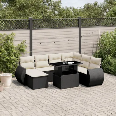 Gossi set mobilier de gradina cu perne, 8 piese, negru, poliratan