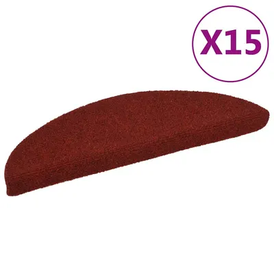 vidaXL Covorașe pentru scări autoadezive, 15 buc., 56x17x3 cm, roșu bordeaux, semirotunde