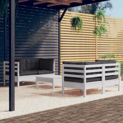 vidaXL Set mobilier grădină cu perne antracit, 5 piese, lemn de pin
