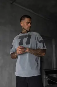 Tricou Oversize 77 Fashion Grey Tsbi13(1826) (mărime: L)