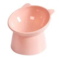 Bol din plastic, cu picior inalt, pentru pisici, roz, 13 x 11 xm
