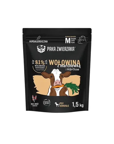 PAKA ZWIERZAKA Seventh Heaven mancare pentru caini M 1,5kg cu vita si morcovi