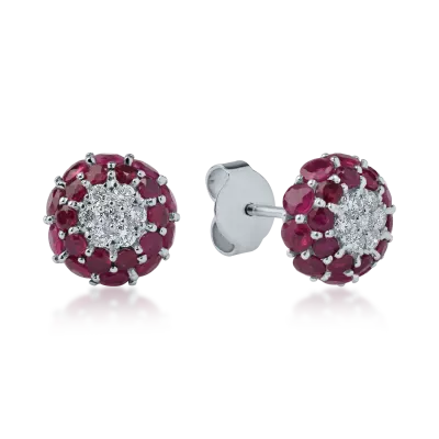Cercei din aur alb cu rubine de 3.43ct si diamante de 0.31ct
