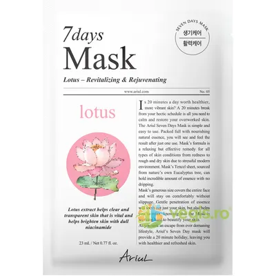 Masca cu Lotus si Niacinamide pentru Revitalizarea Tenului 7Days Plus 23ml