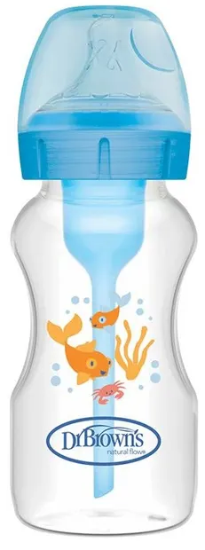 Biberon Dr. Brown’s Options+ - Anti-Colic, Wide-Neck, 270 ml, Albastru
