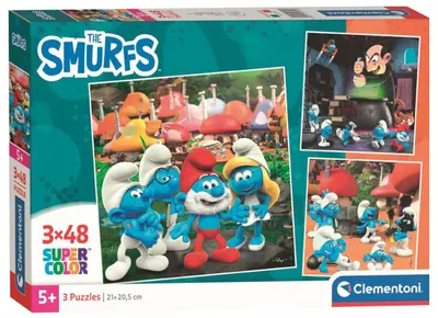 Puzzle pentru copii Clementoni din 3 x 48 piese - Ștrumfii