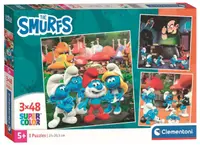 Puzzle pentru copii Clementoni din 3 x 48 piese - Ștrumfii