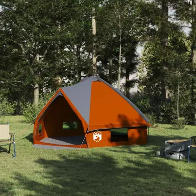 vidaXL Cort Teepee pentru 6 persoane 6 persoană Gri și Portocalie