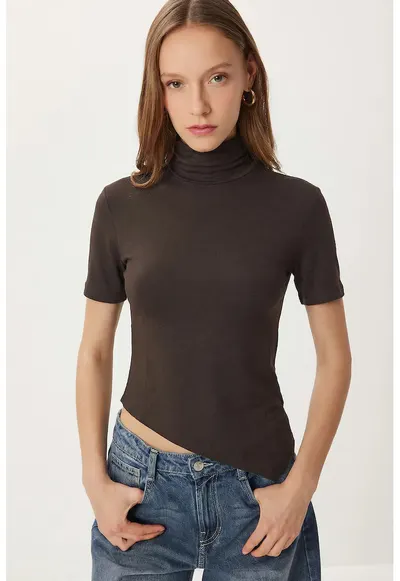 Tricou dama - Happiness Istanbul - Poliester/Elastan - Maro inchis