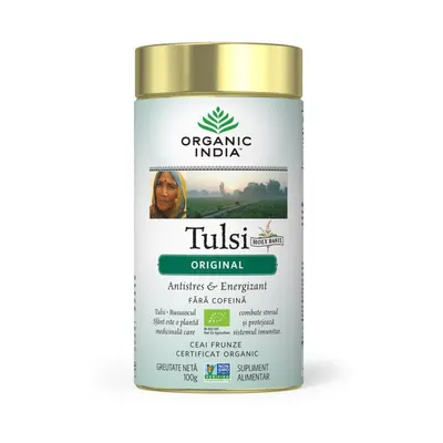 Ceai Tulsi (Busuioc Sfant) Original - Antistres Natural & Energizant, eco, 100 gr, Organic India