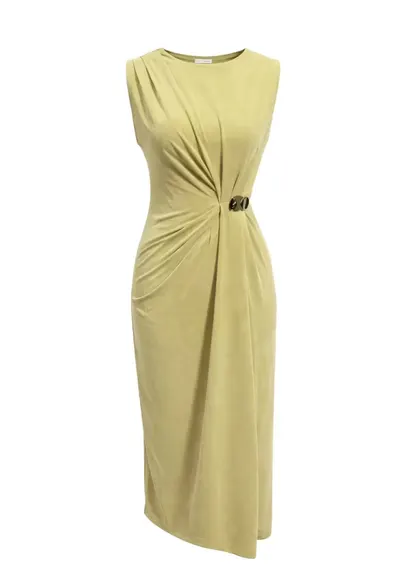 Rochie midi - eleganta - verde olive - modal/poliester