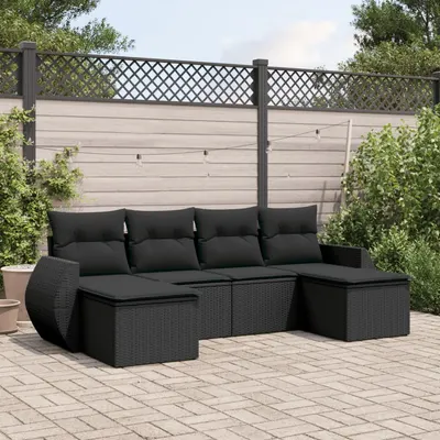 Gossi set mobilier de gradina cu perne, 6 piese, negru, poliratan