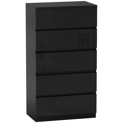 HOMCOM Comoda cu 5 sertare Comoda de stil modern pentru dormitor intrare living 55x34x100 cm Negru | Aosom Romania