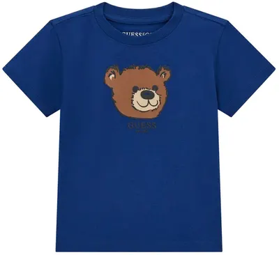 Tricou cu mânecă scurtă Guess - Cu imprimeu de urs , albastru , 18 luni