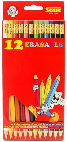 Creioane colorate cu radiera Sense – 12 culori