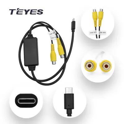 Teyes Cablu Adaptor Type-C la 2x RCA CVBS, Video Out 1+2, pentru Navigatii Teyes