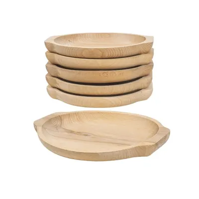 Farfurii Rotunde, Lemn de Fag, 24 x 22 cm, 6 Bucati