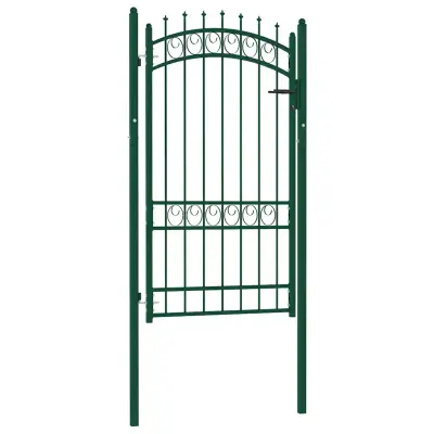 vidaXL Poartă de gard EMMEN cu țăruși din oțel, verde, 103x134,5 cm