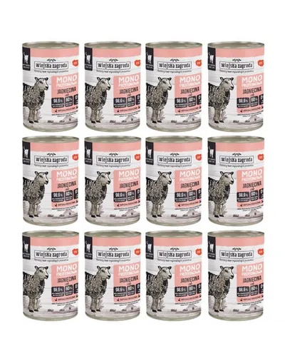 WIEJSKA ZAGRODA Hrană umedă monoproteică cu miel pentru pisici 12x400 g