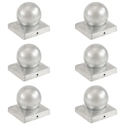 vidaXL Capace stâlpi tip glob, 6 buc., 101x101 mm, metal galvanizat