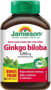 Ginkgo Biloba, 4000 mg, 90 tablete, Jamieson