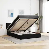 Gossi pat otoman cu saltea si led-uri negru 140x190 cm tesatura