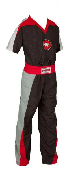 Uniforma Kickboxing „Star”, aprobat WAKO, Top Ten, Negru-Rosu, 200 cm
