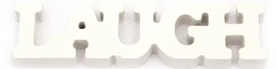 Inscripție de lemn pentru decorareEm Art - Laugh, 15.05 x 4 x 1.25 cm, alb