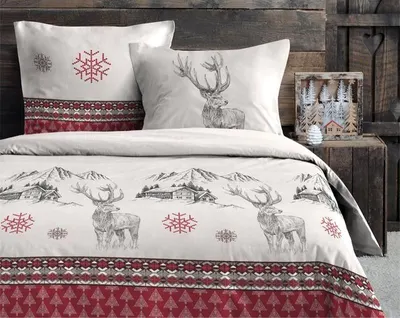 Set de lenjerie de pat STOF – Bauges Red, 3 piese, 100% bumbac, 240x220cm