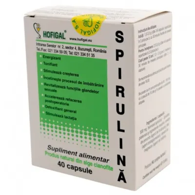 Spirulina 500mg, Hofigal | 40 capsule